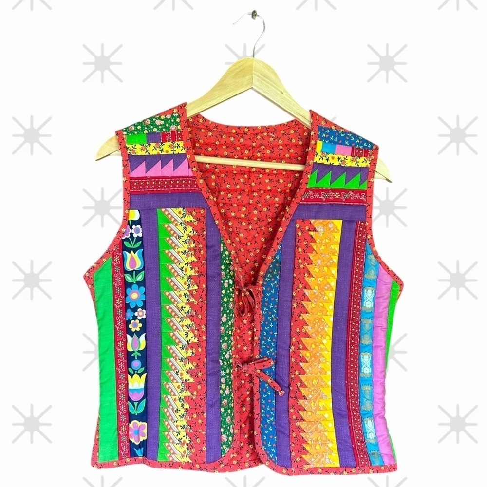 Vibrant Quilted Multicolor Patchwork Vest